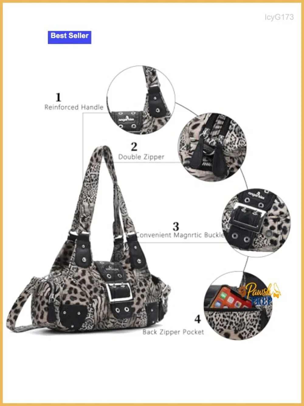 Vegan Leather Hobo Handbag with Multiple Pockets Crossbody Bag